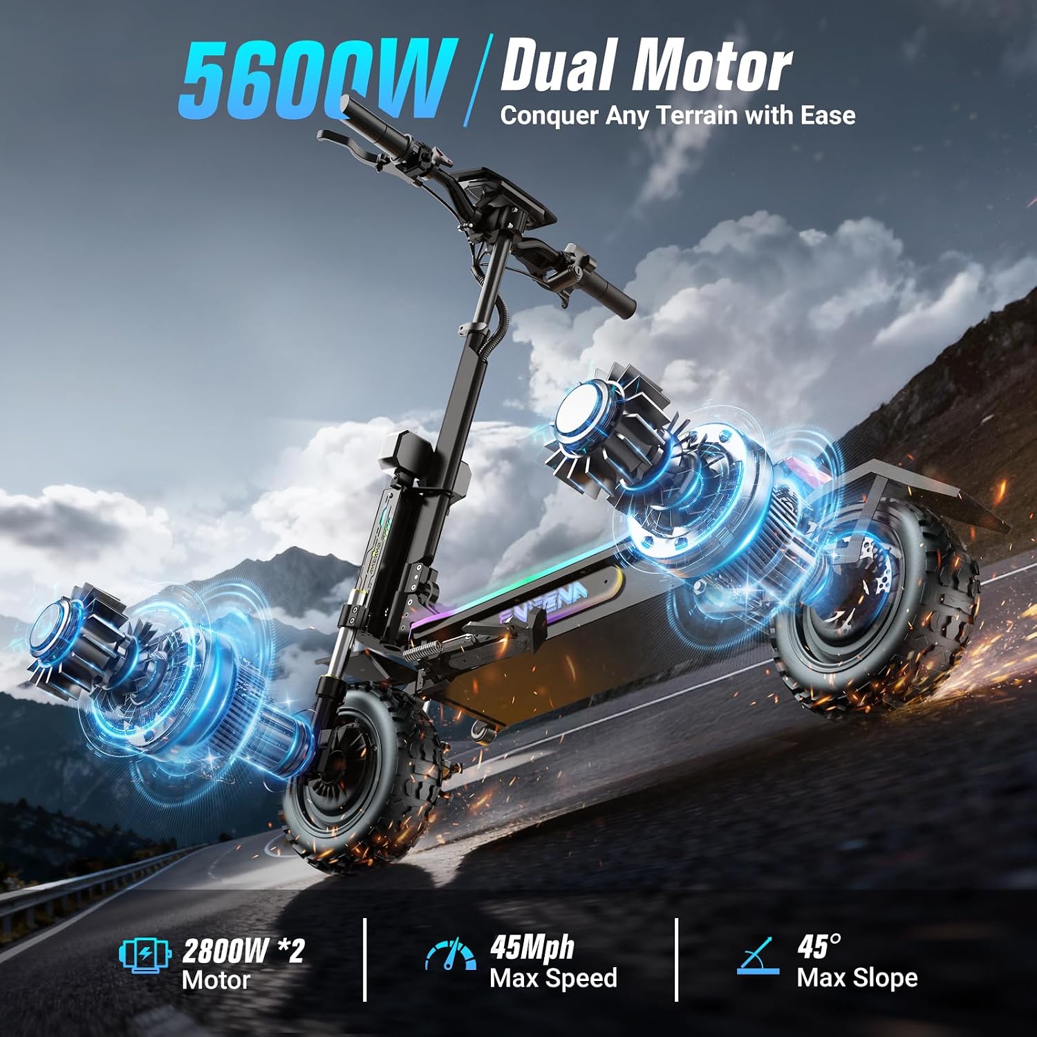 Skuter Listrik Dewasa - Motor  - 60V 5600W Dual Motor Electric Scooter ulasan dan harga